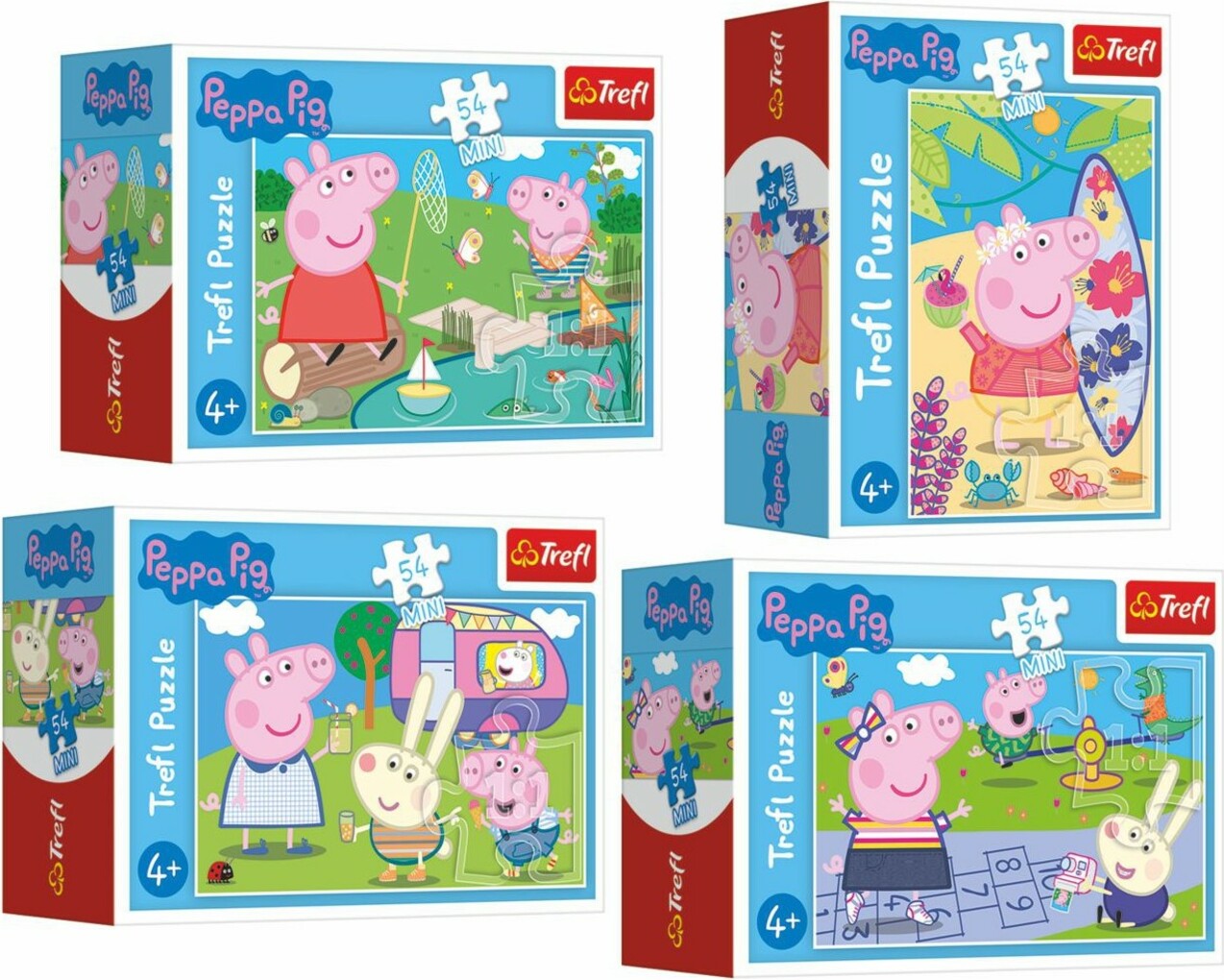 Trefl Mini puzzle 54 dílků Šťastný den Selata Peppy/Peppa Pig, 4 druhy