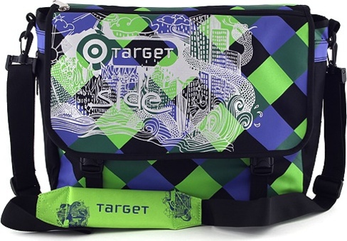 Taška přes rameno Target, modro-zelené kostky