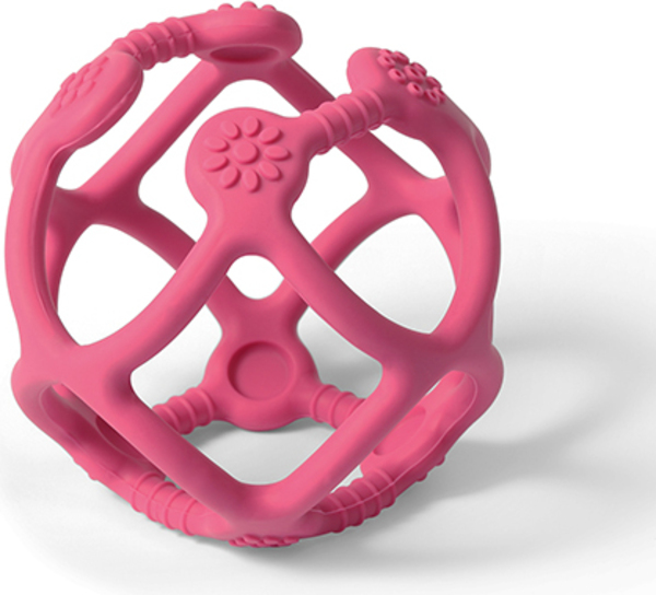 BABYONO Kousátko silikonový Ortho míček růžový 0m+
