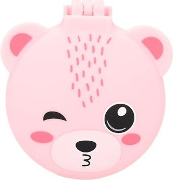 Skládací kartáč na vlasy Top Model, Se zrcátkem, růžový medvěd