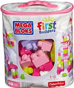 Mattel Mega bloks velký pytel kostek - růžový (80)