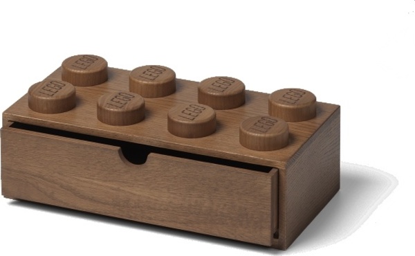 LEGO dřevěný stolní box 8 se zásuvkou (tmavé dřevo)