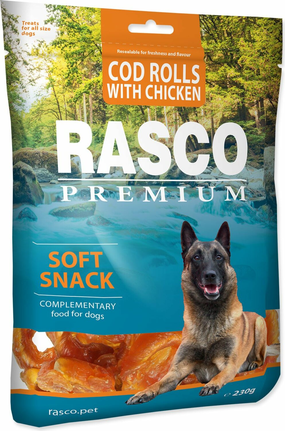 Pochoutka Rasco Premium treska obalená kuřecím, role 230g