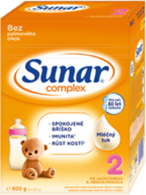 SUNAR Complex 2 pokračovací kojenecké mléko (+ mnostvo X600 g)
