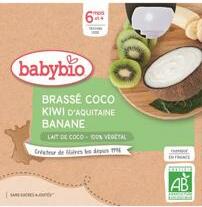 BABYBIO Svačina s kokosovým mlékem - kiwi a banán (4x 85 g)