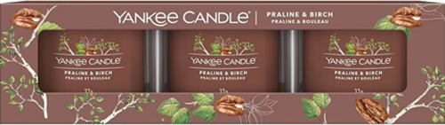 Yankee Candle, Pralinka a bříza, Sada votivních svíček 3 x 37 g