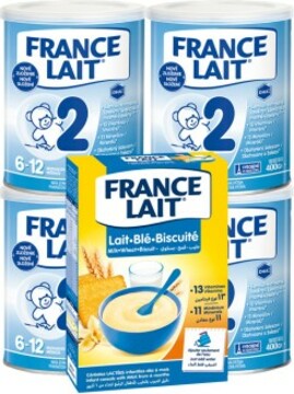 France Lait 2 následná mléčná kojenecká výživa od 6-12 měsíců 4x400g + Pšeničná mléčná