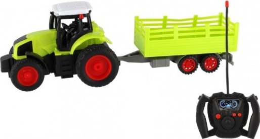 Traktor RC s vlečkou plast 38cm 27MHz + dobíjecí pack na baterie