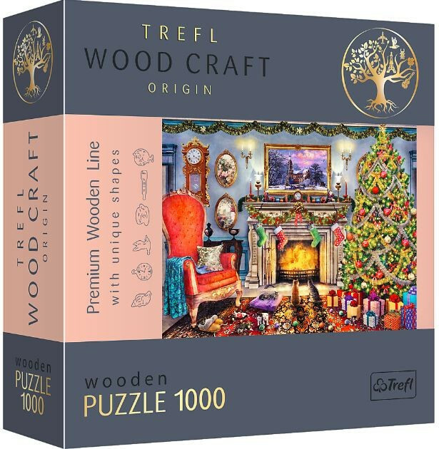 Trefl Dřevěné puzzle 1000 - Vánoce U krbu