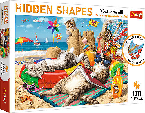 Trefl Puzzle 1000 Hidden Shapes - Kočky na pláži