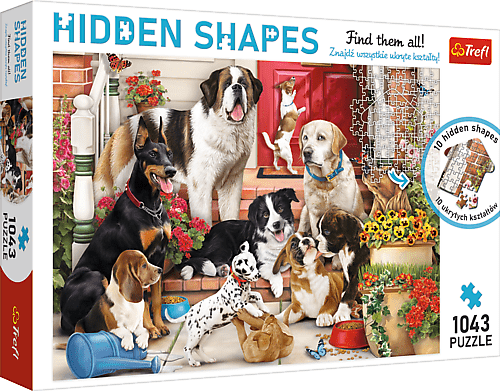 Trefl Puzzle 1000 Hidden Shapes - Psi na verandě