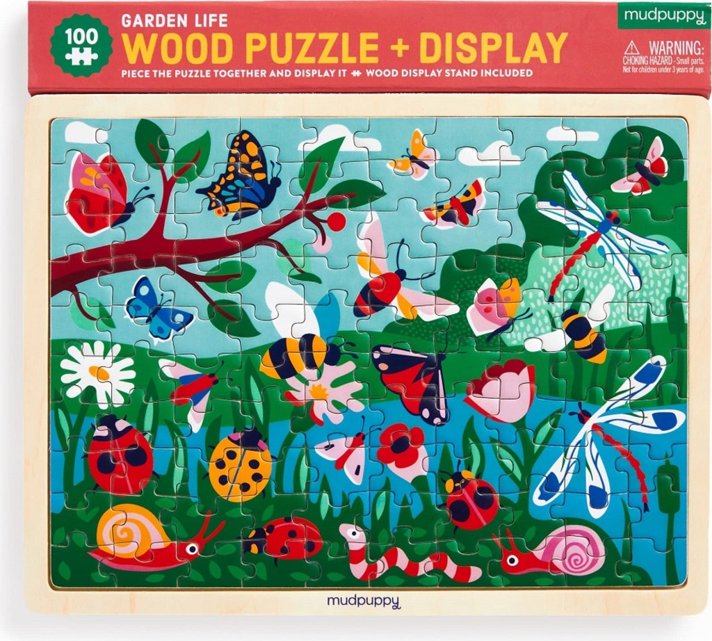 Mudpuppy Dřevěné puzzle Život na zahradě 100 dílků