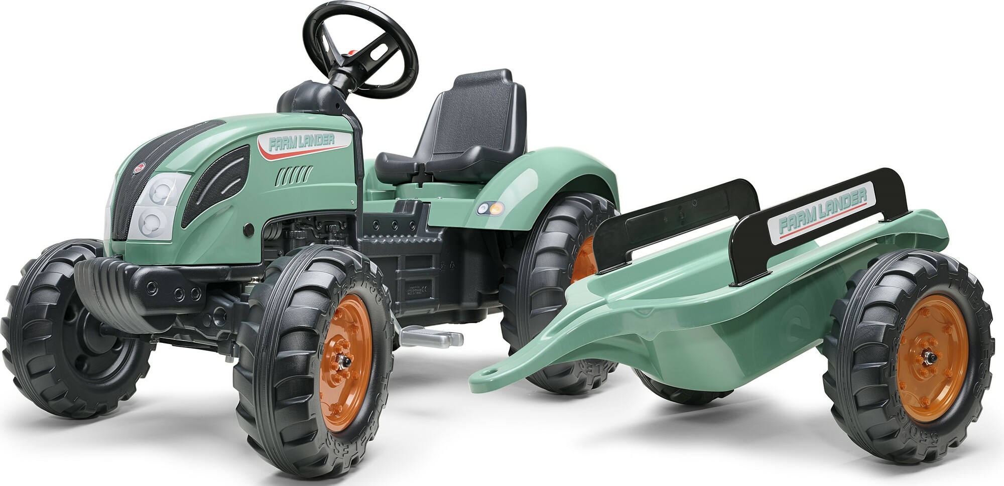 FALK Šliapací traktor 1054AB - Farm Lander s vlečkou - zelený