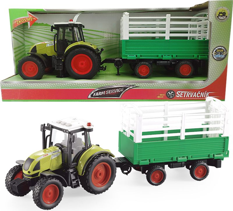 Farm service - Traktor s valníkem pro přepravu sena 1:16