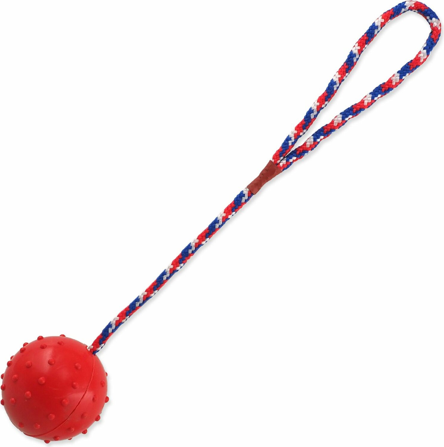 Hračka Dog Fantasy míč gumový s provazem mix barev 6x30cm