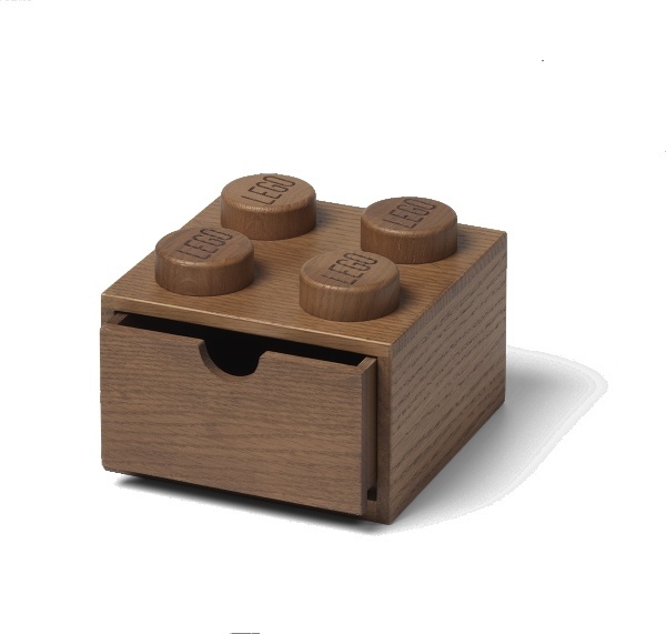 LEGO dřevěný stolní box 4 se zásuvkou (tmavé dřevo)