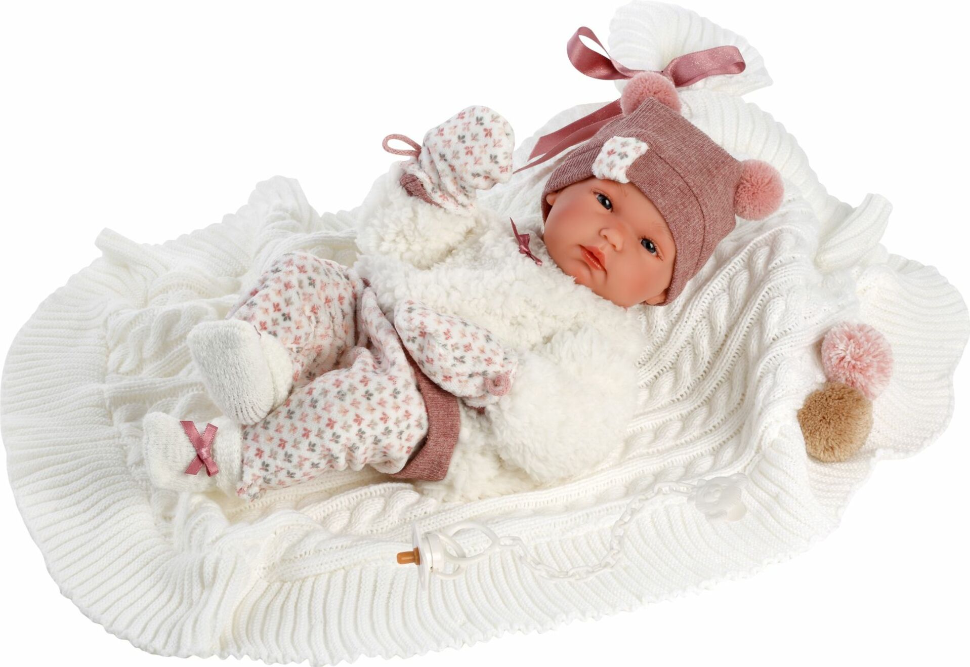 Llorens 63576 NEW BORN DĚVČÁTKO-realistická panenka miminko s celovinylovým tělem- 35 c
