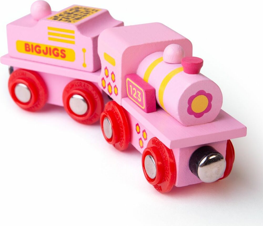 Bigjigs Rail Růžová mašinka s tendrem