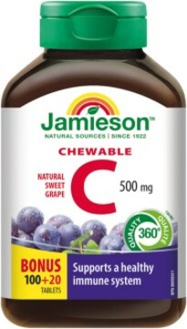 Jamieson Vitamin C 500mg tablety na cucání s příchutí hroznů 120 tablet