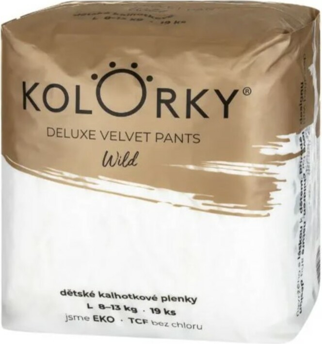 KOLORKY DELUXE VELVET PANTS Wild Kalhotky plenkové jednorázové eko L (8-13 kg) 19 ks