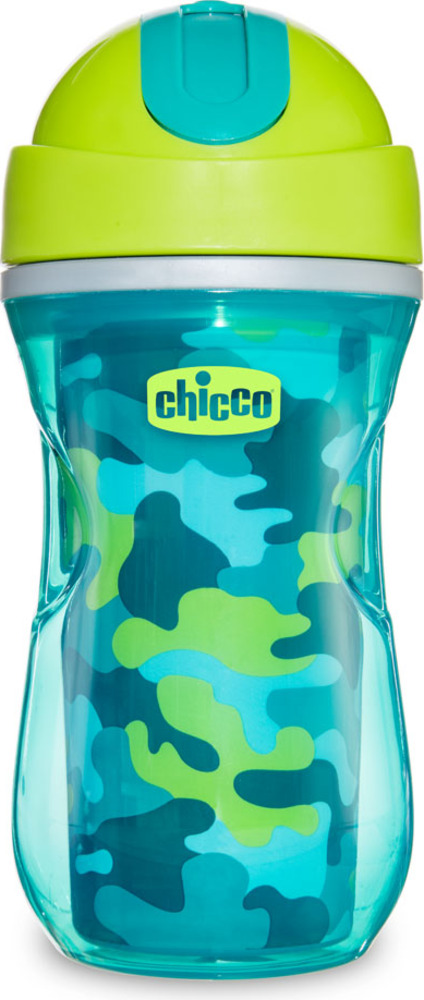 Hrnek Chicco Sportovní termo s brčkem 266 ml, zelený 14m +