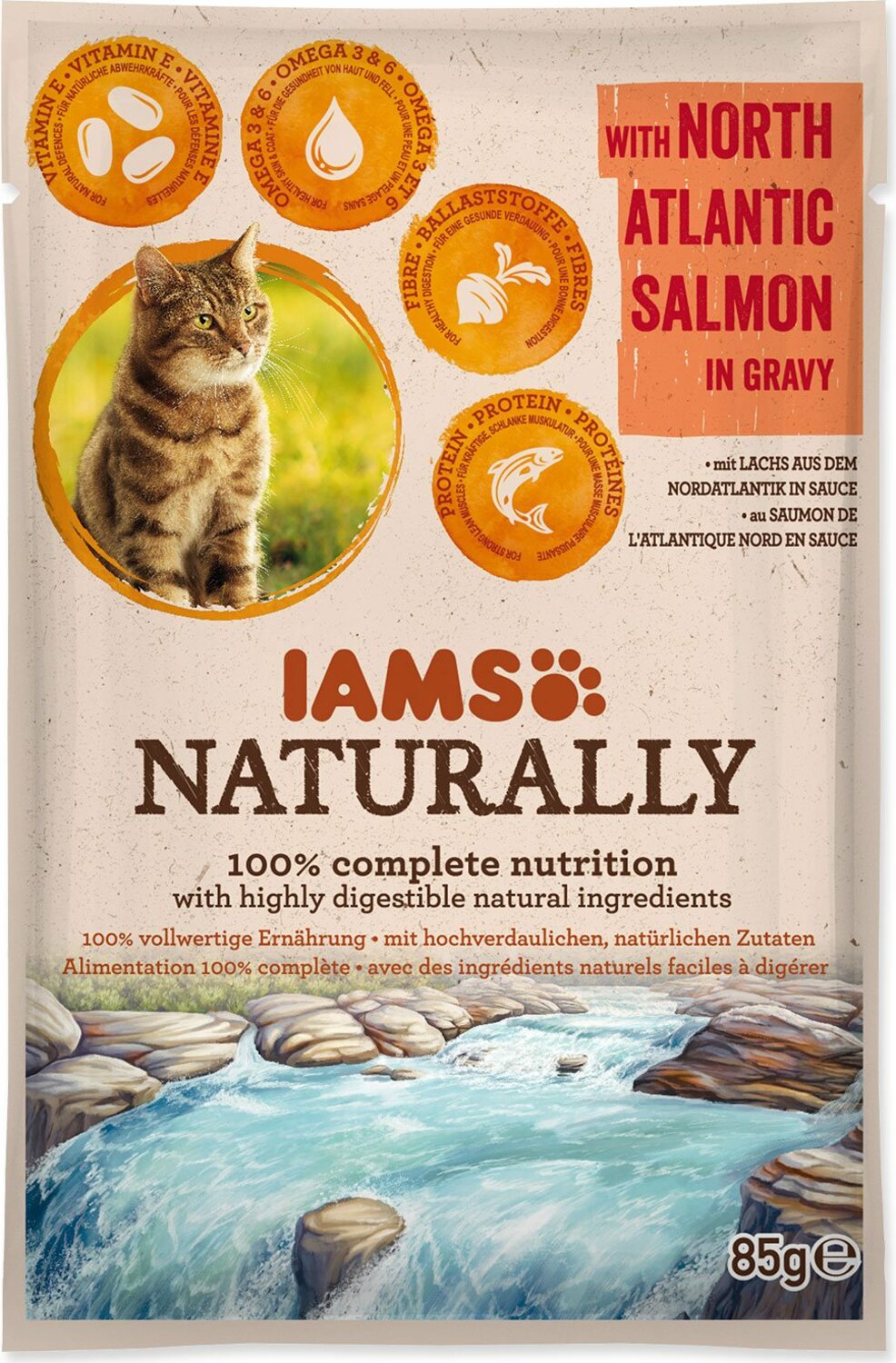 Kapsička IAMS Naturally losos v omáčce 85g