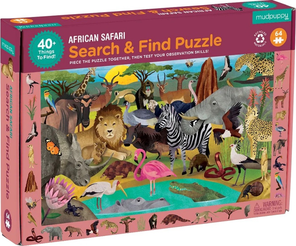Mudpuppy Puzzle skládej a hledej Safari 64 dílů