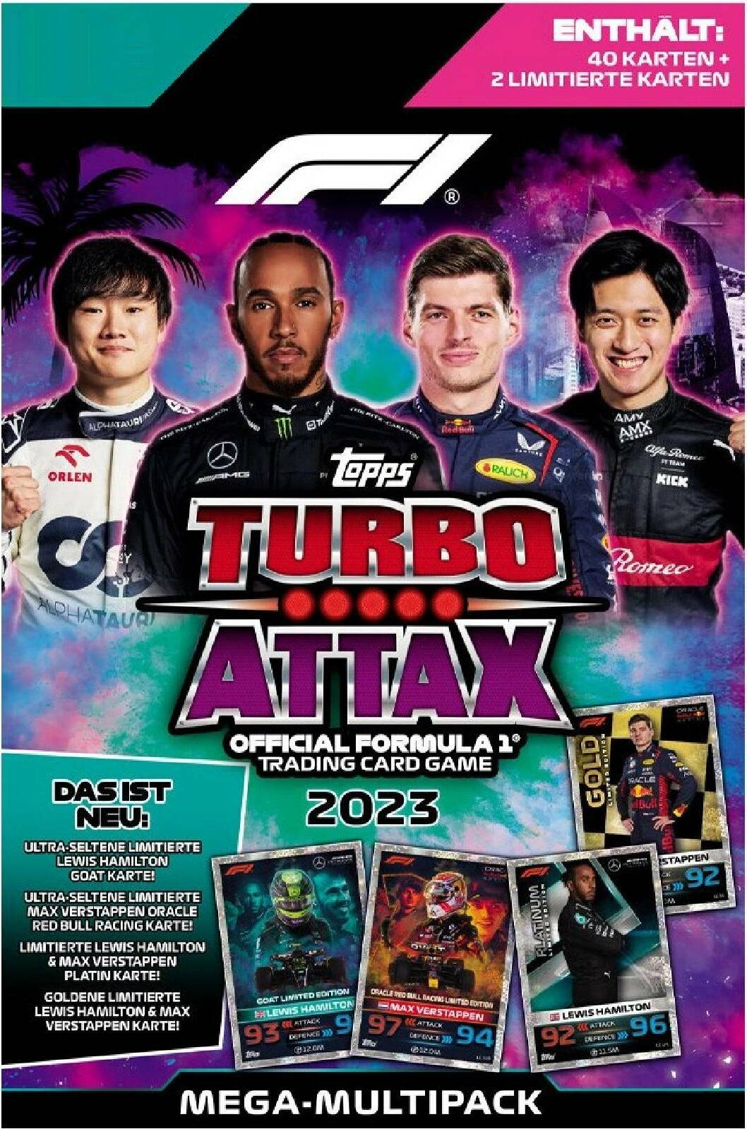 Topps – Mega multibalení karet Turbo Attax Formule 1 2023 (40 karet)