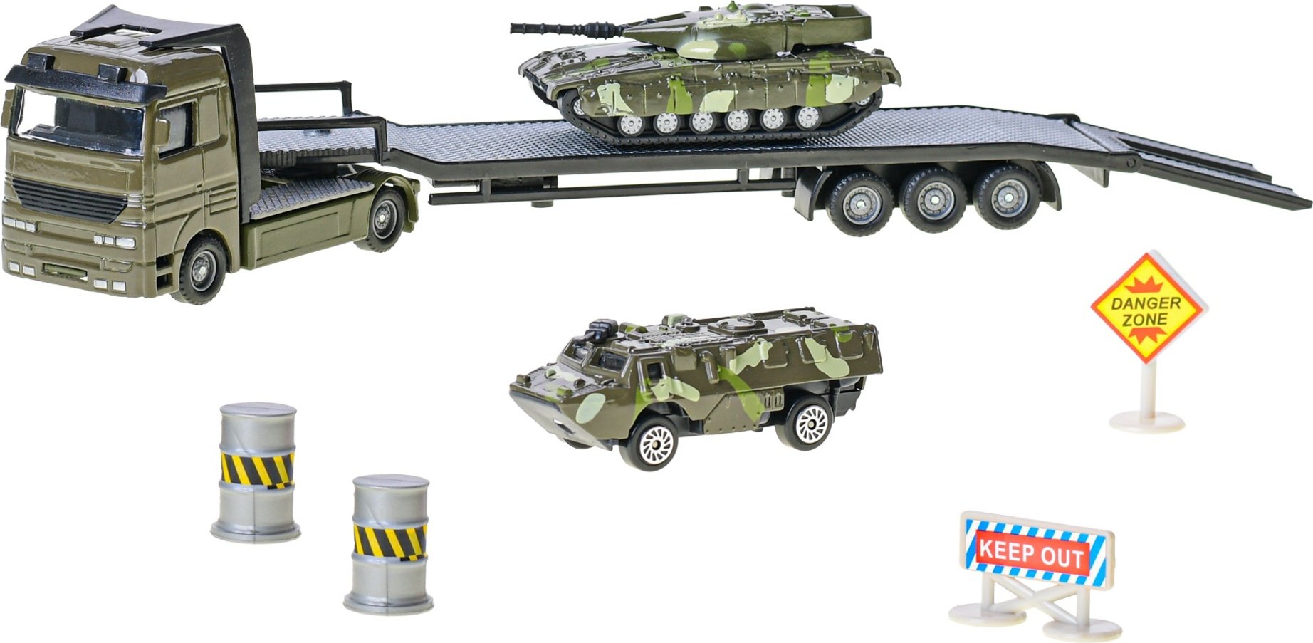 2-Play Traffic vojenský transporter 25cm kov s obrněnými vozidly volný chod