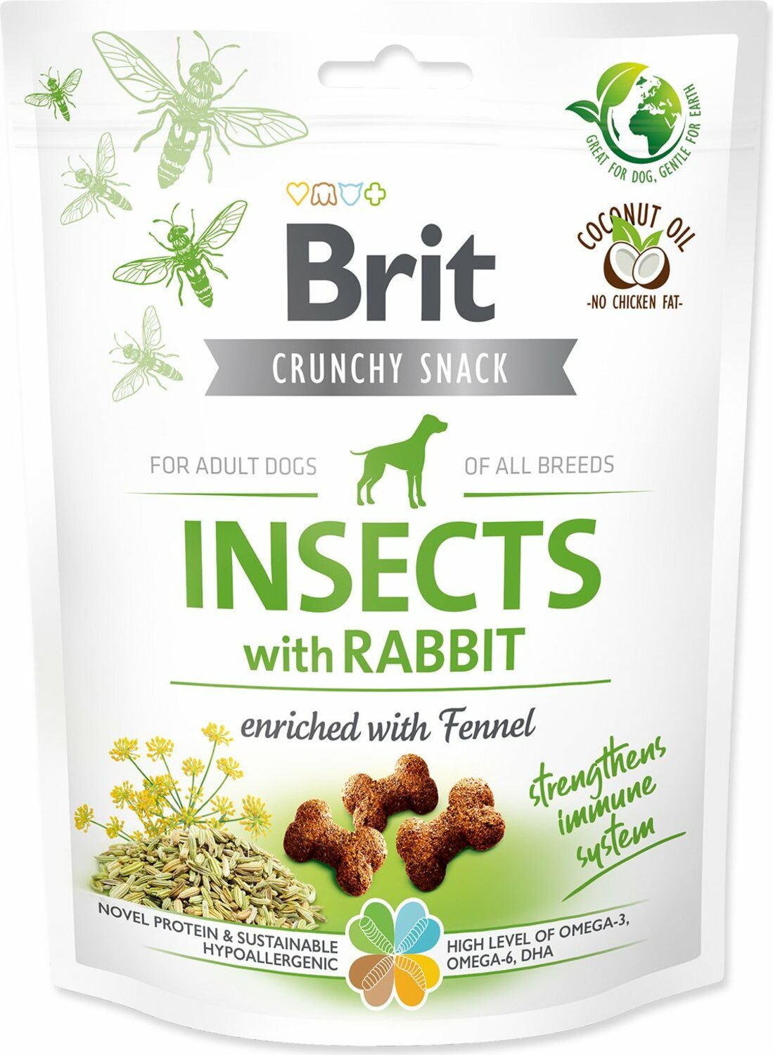 Pochoutka Brit Care Dog Crunchy Cracker Insocts, králík s fenyklem 200g