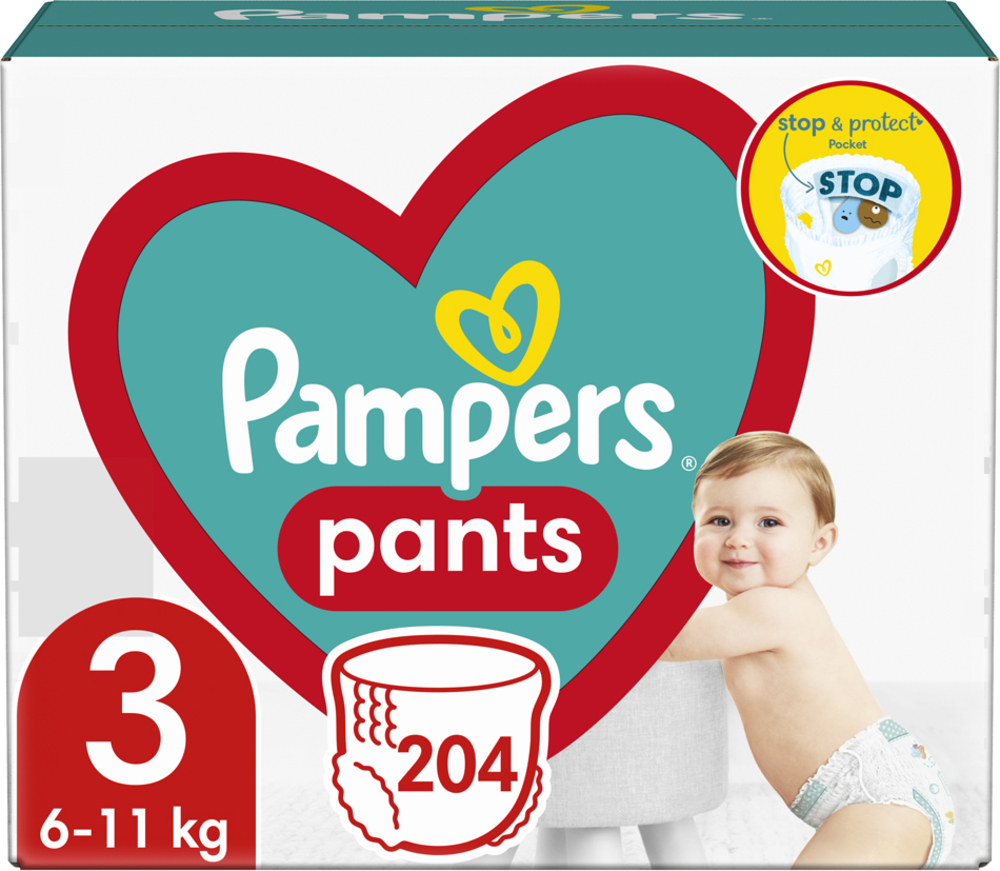 PAMPERS Kalhotky plenkové vel. S 3 (6-11 kg) 204 ks