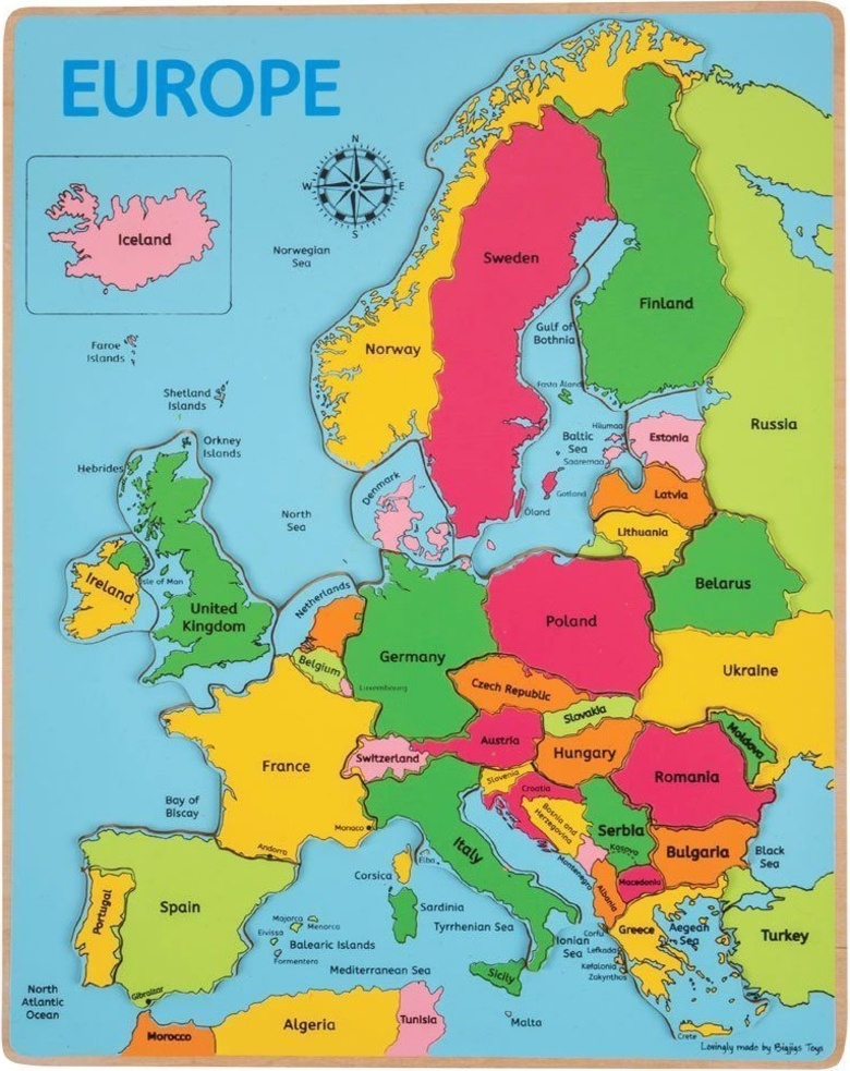 Bigjigs Toys Dřevěné puzzle mapa Evropy 25 dílků