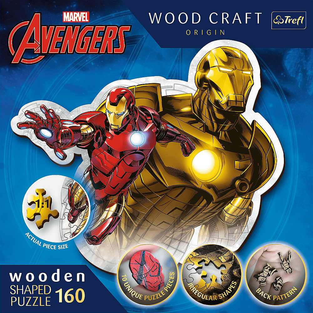 Trefl Dřevěné puzzle 160 dílků - Statečný Iron Man / Disney Marvel Heroes