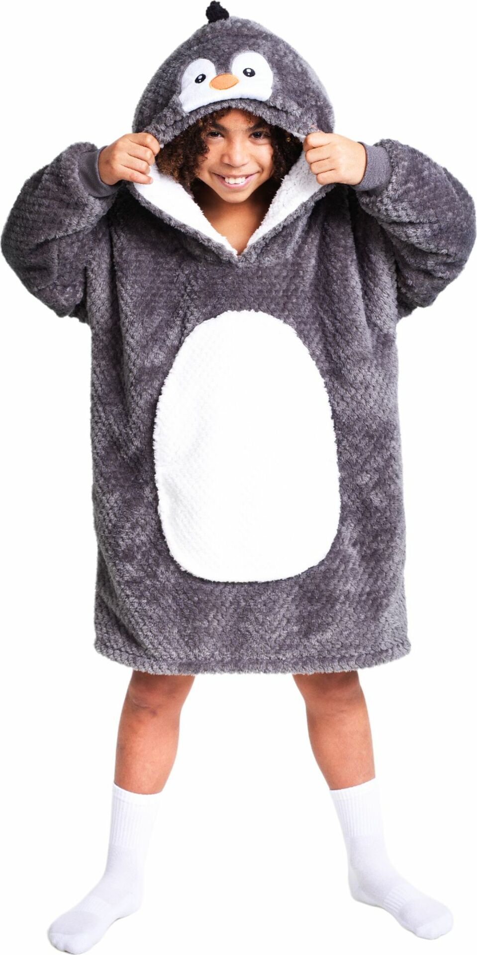 Cozy Noxxiez CH323 Tučňák - hřejivá televizní mikinová deka s kapucí pro děti 7-12 r