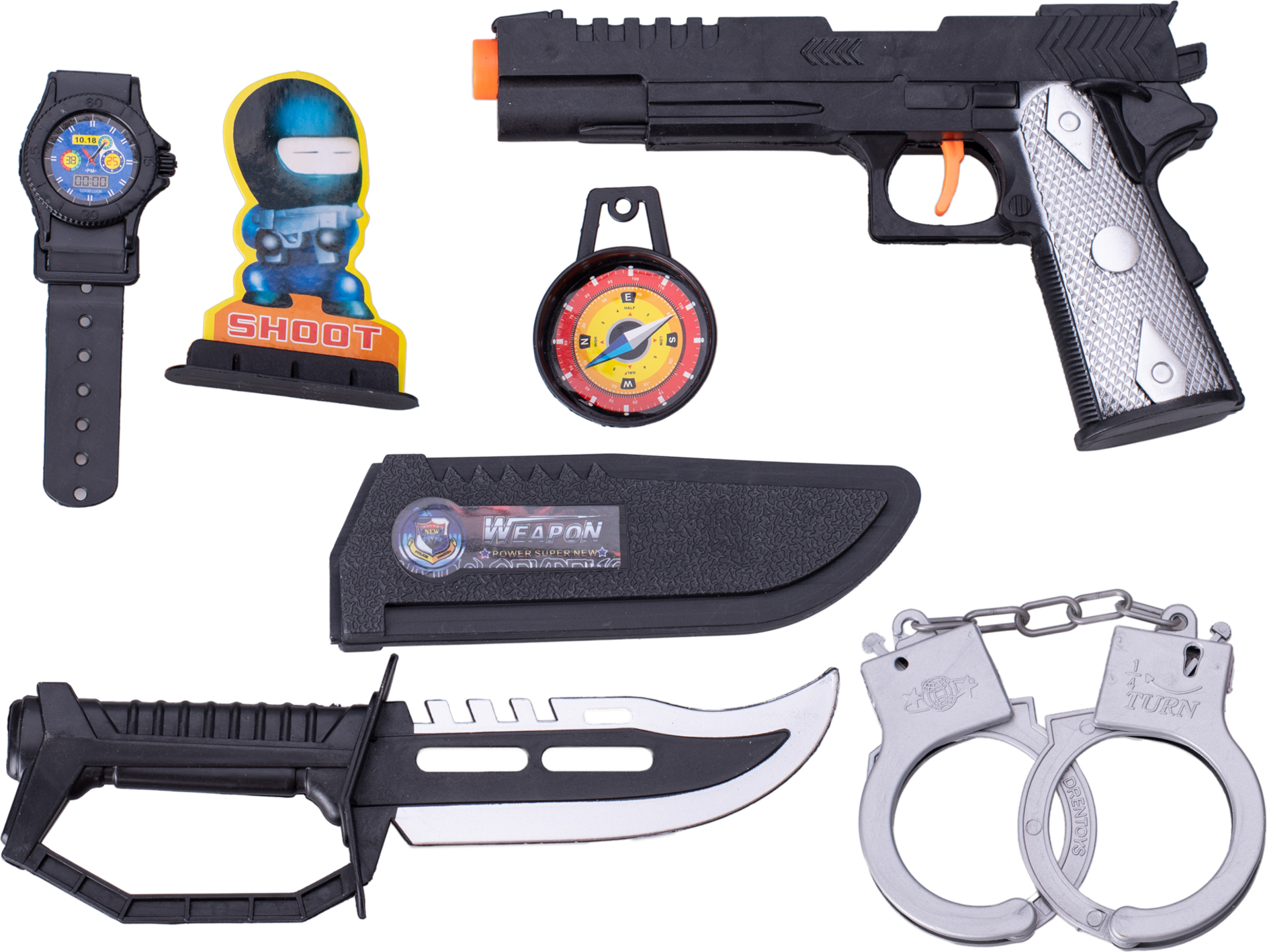 SWAT set - pištoľ s nožom a doplnkami 6ks na karte
