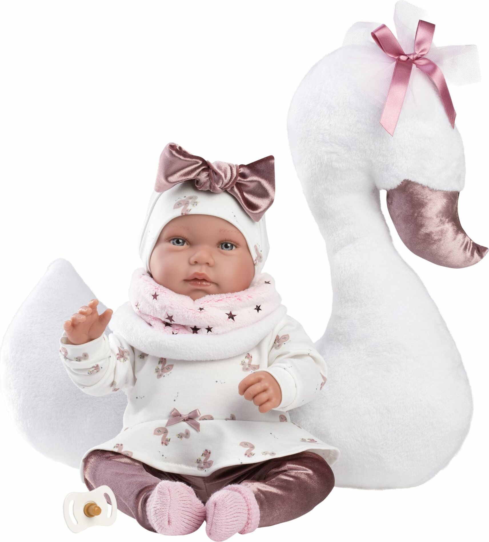 Llorens 84456 NEW BORN - realistická panenka miminko se zvuky a měkkým látkovým tělem - 44
