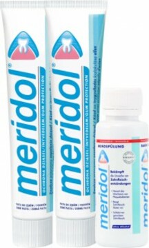 Meridol Duopack 2x75 ml zubní pasta + ústní voda 100 ml zdarma