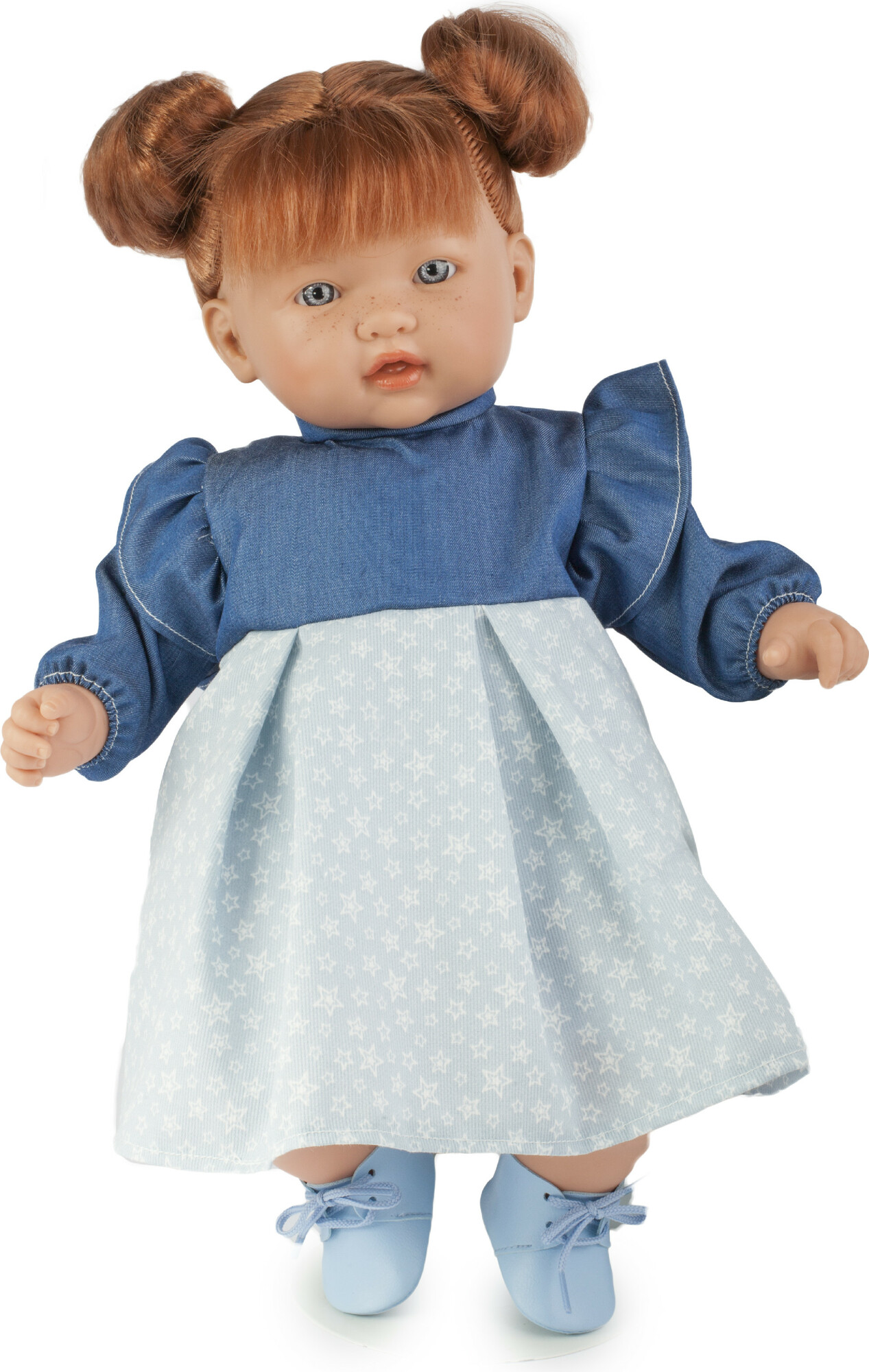 TYBER Paula zrzka v modrém plačící panenka s dudlíkem, vel. S 45 cm