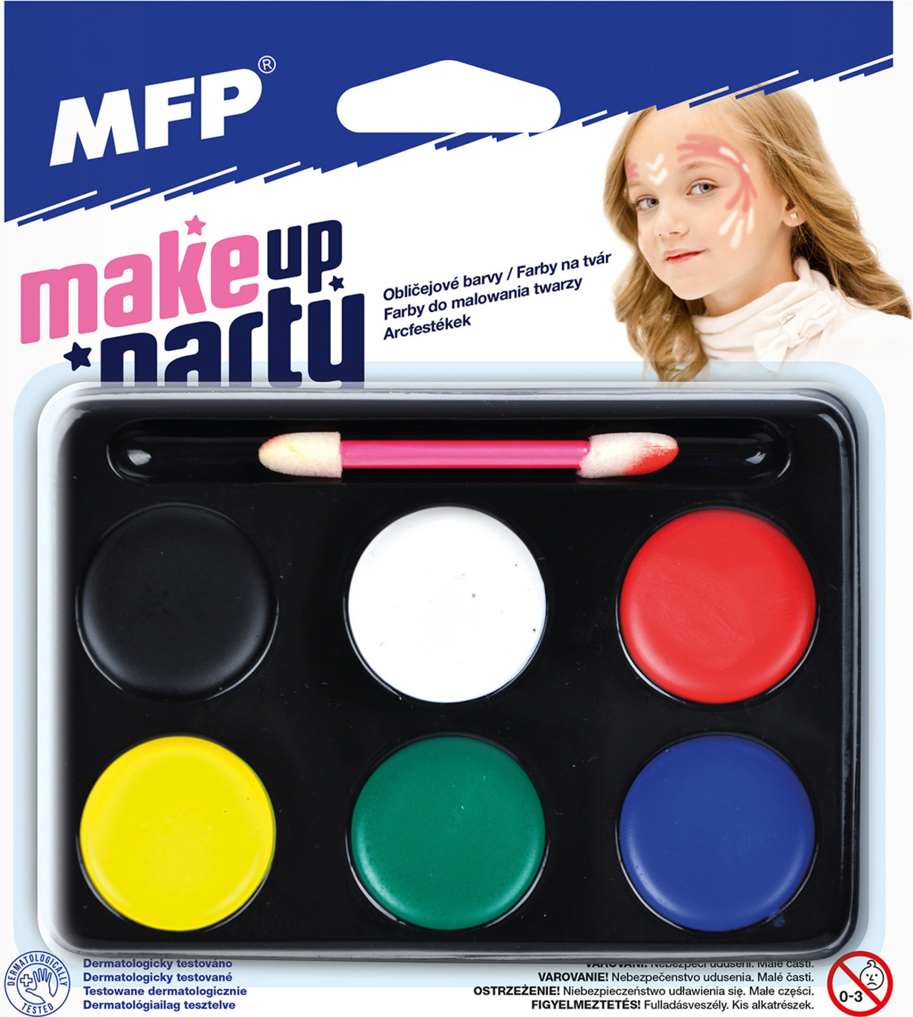 Barvy na obličej - make-up se štětečkem - 6 ks barev