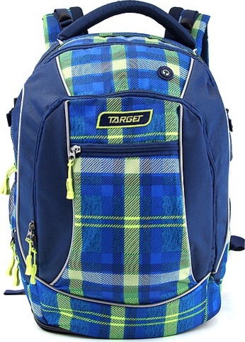 Studentský batoh Target, Kostkovaný, zeleno-modrý