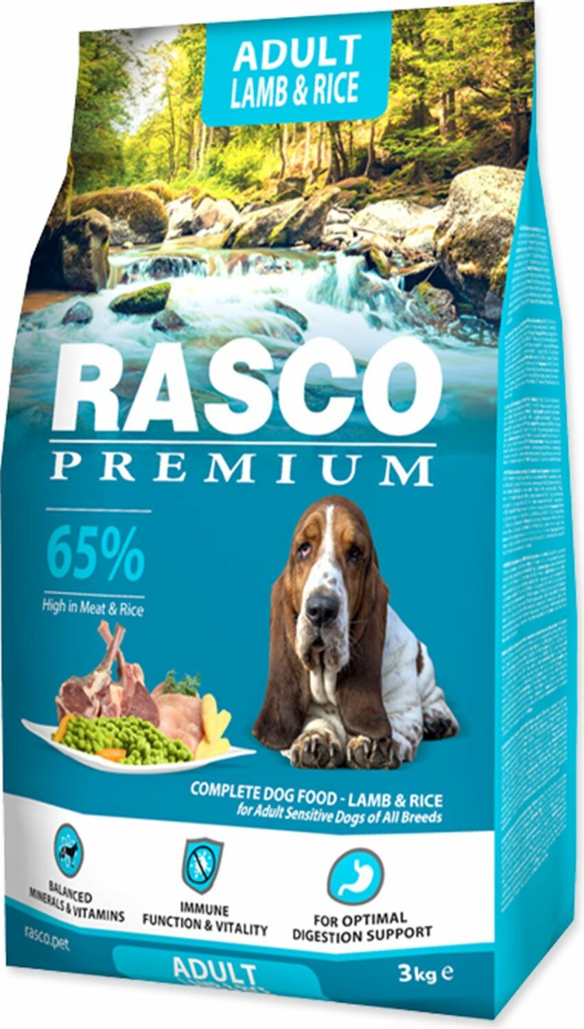 Krmivo Rasco Premium Adult jehněčí s rýží 3kg