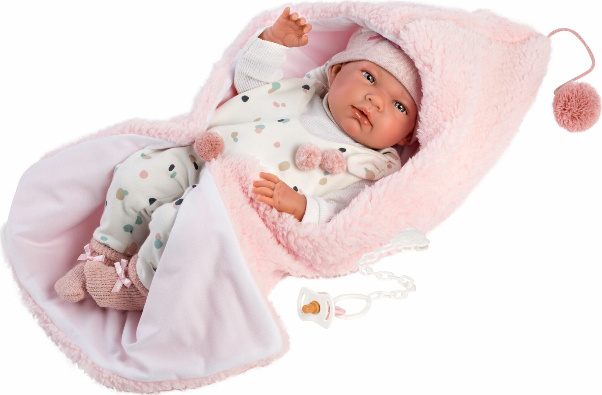 Llorens 73886 NEW BORN DĚVČÁTKO- realistická panenka miminko s celovinylovým tělem - 40 c