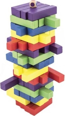 Hra věž dřevěná 60ks barevných dílků společenská hra hlavolam