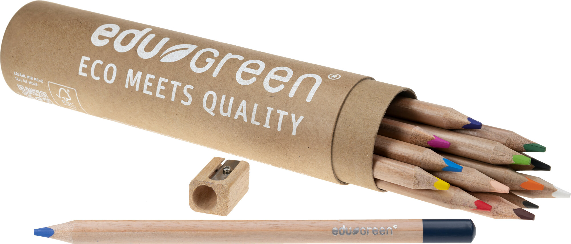 EDU3 Green trojhranné pastelky, 13 barev tuha 5mm+1 grafitová tužka tuha 4mm+ struhatko