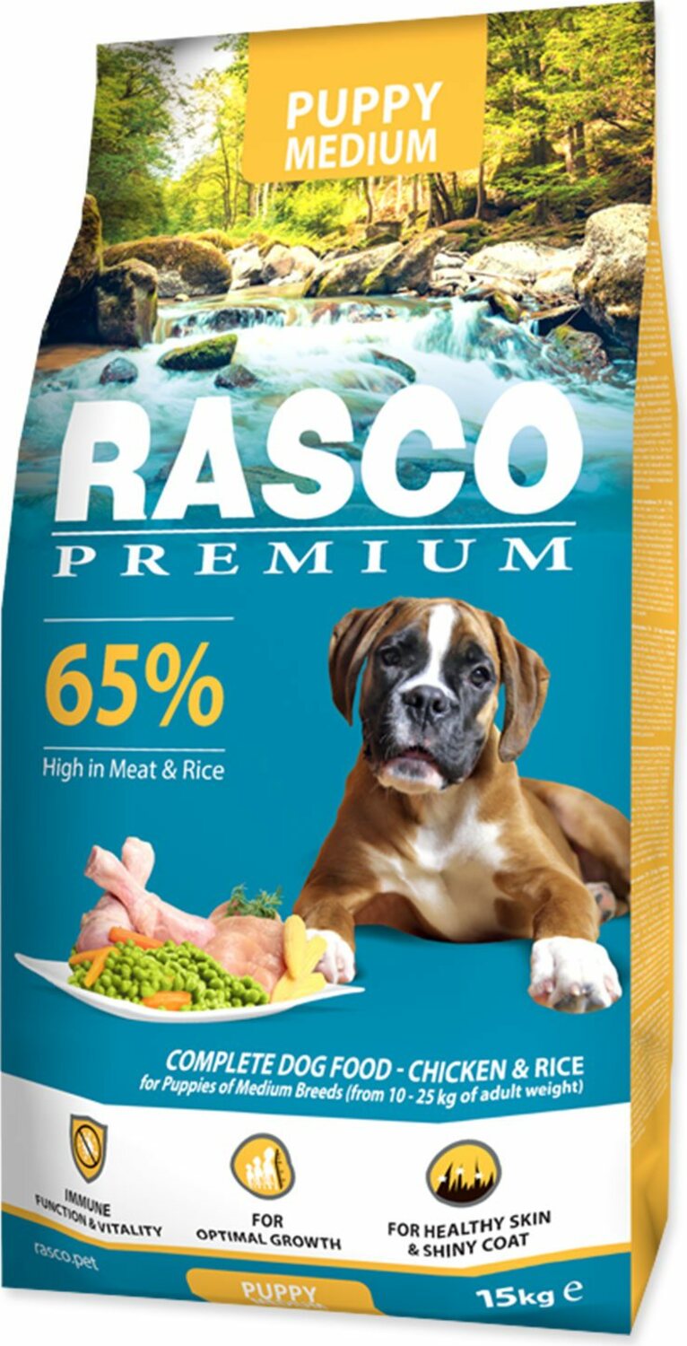 Krmivo Rasco Premium Puppy Medium kuře s rýží 15kg