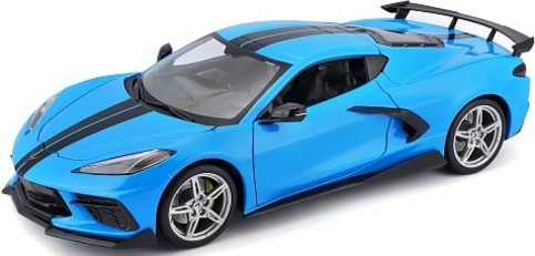 Maisto - 2020 Chevrolet Corvette Stingray Coupe (High Wing), modrý, 1:18
