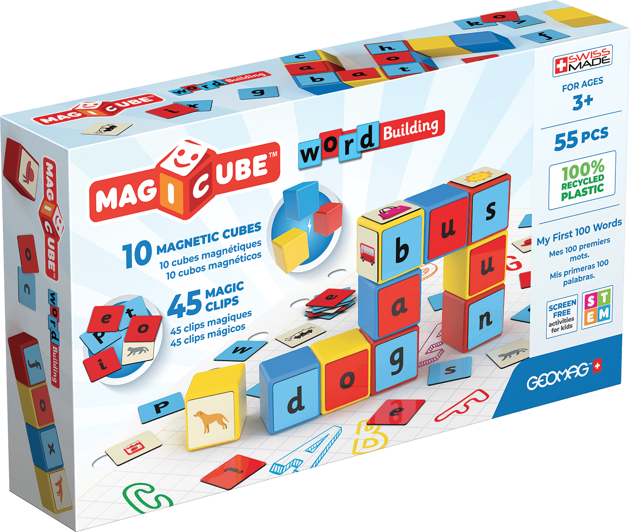 Geomag Magicube Skládání slov recyklováno 55 kusů