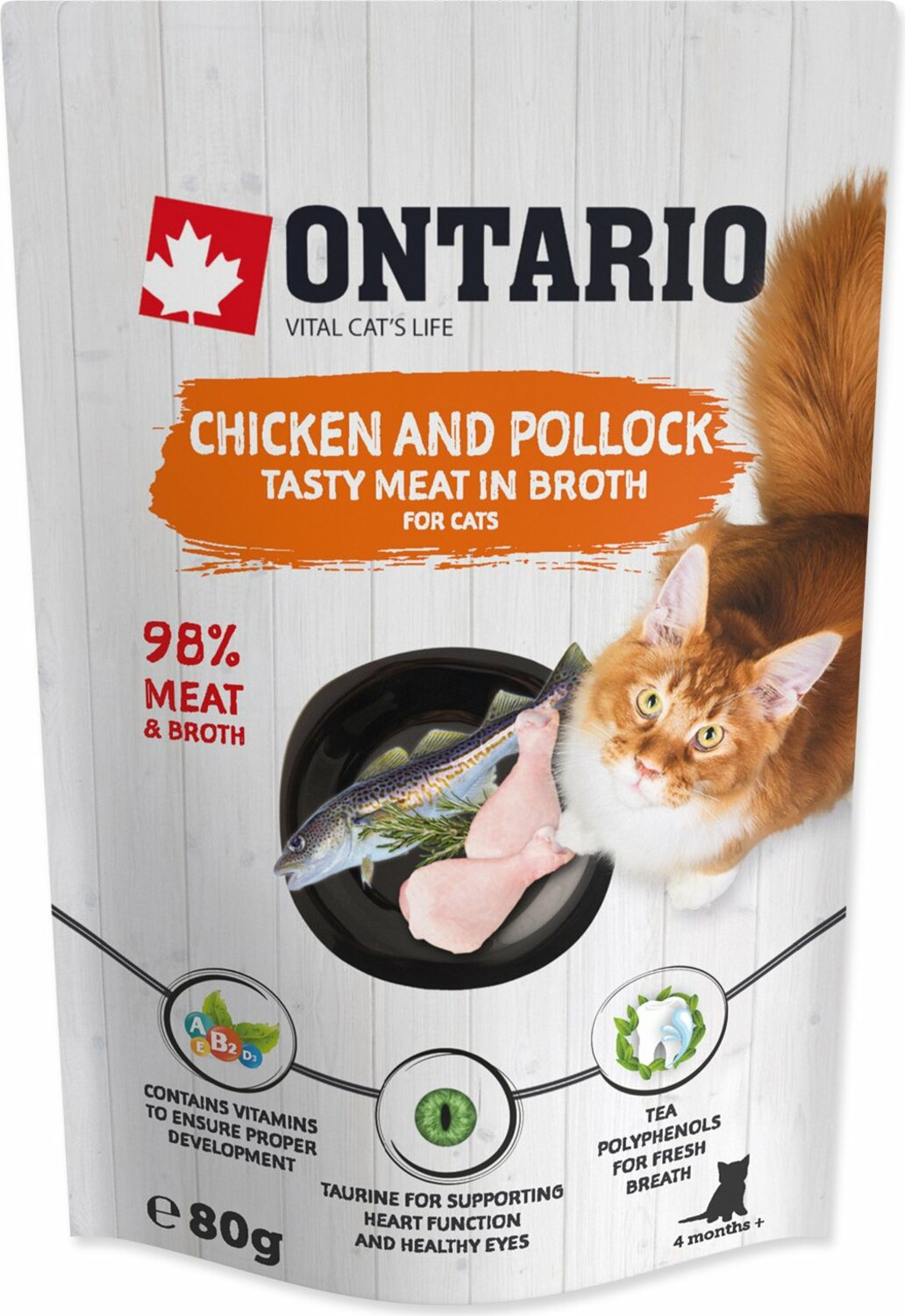 Kapsička Ontario kuře a treska ve vývaru 80g