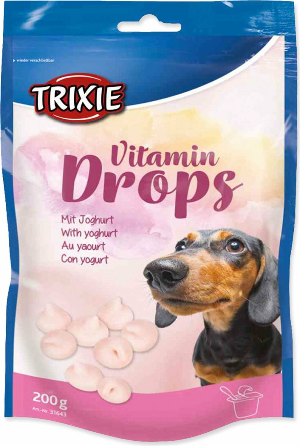 Pochoutka Trixie Dropsy vitamínové s jogurtem 200g