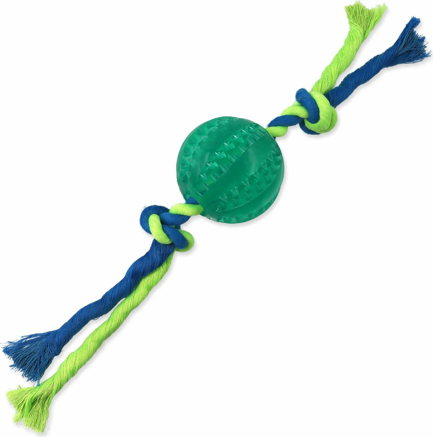 Hračka Dog Fantasy DENTAL MINT míč s provazem zelená 7x28cm